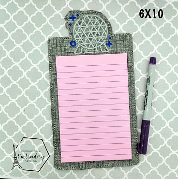 Spaceship Earth Doodle Note Pad Holder Embroidery Design